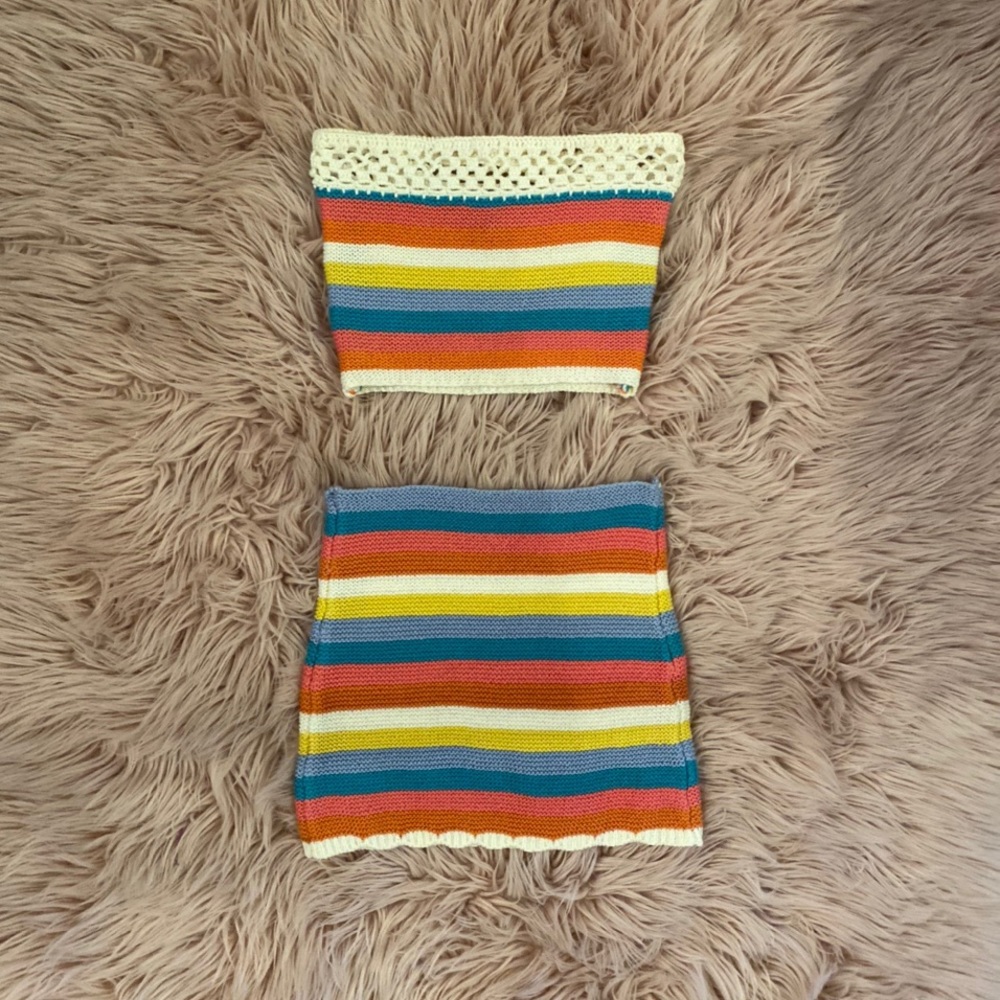rainbow crochet two piece set